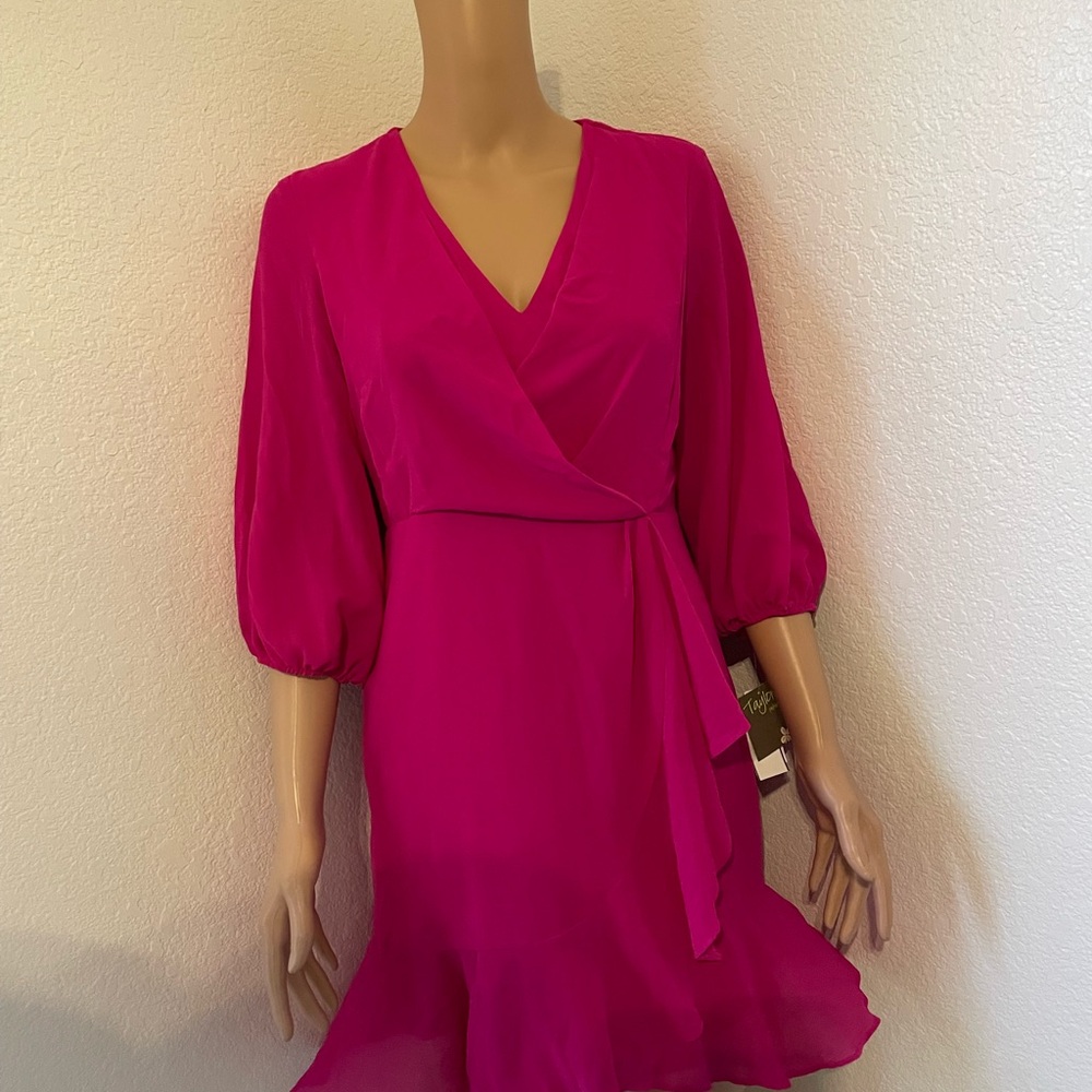 Women’s Fuchsia Wrap Dress with V-Neck
